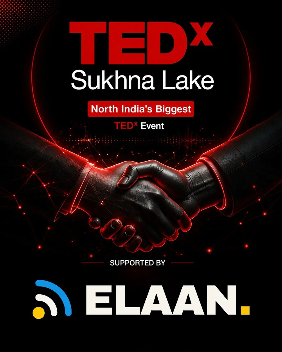 TEDx Sukhna Lake post announcing Elaan as Supporting Partner